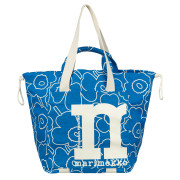 Marimekko Piirto Unikko Blue / Off White Large Mono City Tote Bag