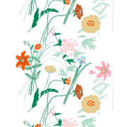 Marimekko Puutarhakutsut White / Green / Orange Cotton Fabric Repeat