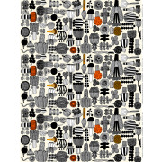 Marimekko Puutarhurin Parhaat White / Black / Orange Acrylic Coated Cotton Fabric