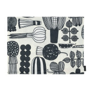 Marimekko Puutarhurin Parhaat Black / Off White / Orange Coated Placemat