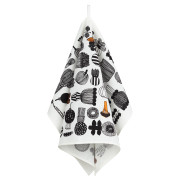Marimekko Puutarhurin Parhaat Black / White / Orange Tea Towel