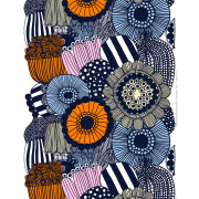 Marimekko Siirtolapuutarha Light Yellow / Blue / Orange Acrylic-Coated Cotton Fabric Repeat