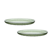 Marimekko Syksy Olive Green Small Glass Plates - Set of 2