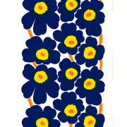 Marimekko Unikko Dark Blue / Yellow / Orange Medium Weight Cotton Fabric
