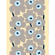 Marimekko Unikko Grey / Sand / Blue Linen Fabric