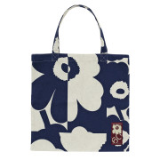 Marimekko Unikko Kollaasi Dark Blue / Off White Tote Bag - Anniversary Edition