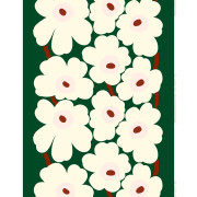 Marimekko Unikko Off White / Dark Green / Light Pink / Chestnut Medium Weight Cotton Fabric