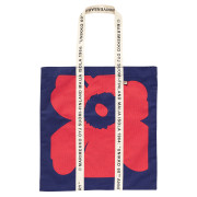 Marimekko Unikko Red / Dark Blue Carrier Midi Bag - Anniversary Edition