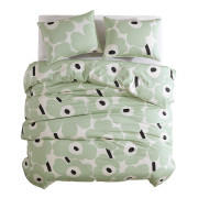 Marimekko Unikko Sage / Off White / Dark Blue Full / Queen Duvet Cover Set