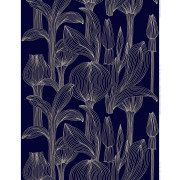 Marimekko Kukat Puhkeavat Midnight Blue / Straw Cotton Sateen Fabric