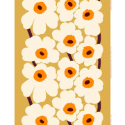 Marimekko Unikko Caramel / Orange / Off White Medium Weight Cotton Fabric