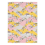 Arabia Moomin Family Time Pink / Yellow Tea Towel - 80th Anniversary