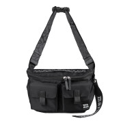 Marimekko Solid Black Medium Sling Shoulder Bag w/ Unikko Strap