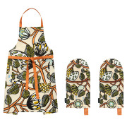 Marimekko Tiara Orange / Green / Blue 3pc Oven Mitt & Apron Set