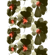 Marimekko Valssi Forest Green / Red Medium Weight Cotton Fabric Repeat