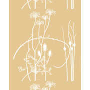 Marimekko Vuoren Kasvit Straw / White Linen Fabric Repeat