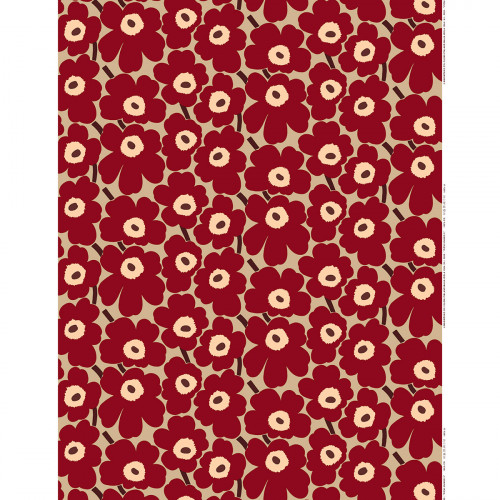 Marimekko Pieni Unikko Red / Pink / Beige Acrylic-Coated Cotton Fabric