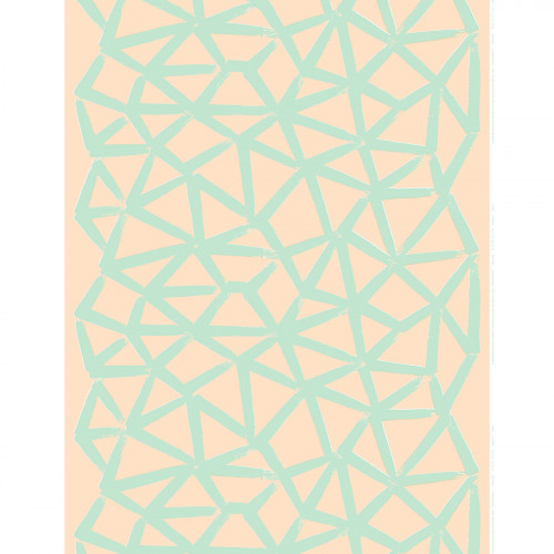 Marimekko Ukkospilvi Peach / Mint Linen Fabric Repeat