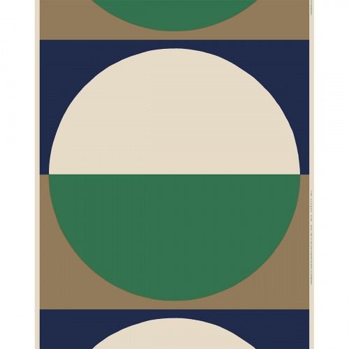 Marimekko Viitta Navy / Green / Brown Cotton-Linen Fabric Repeat