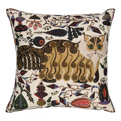Klaus Hapaaniemi Les Chats Norma White / Multicolor Throw Pillow
