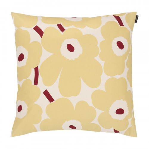 Marimekko Pieni Unikko Yellow / Beige / Dark Red Throw Pillow
