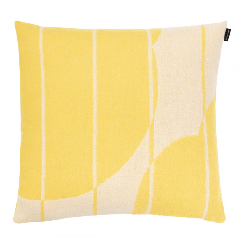 Marimekko Vesi Unikko Yellow / Beige Wool Throw Pillow - Anniversary Edition