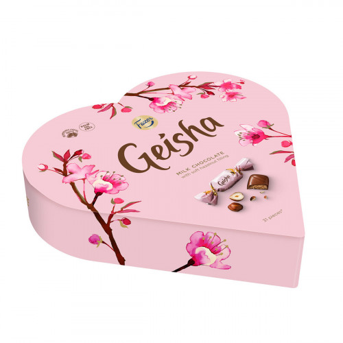 Fazer Geisha Heart Shaped Hazelnut Chocolate Box - 8 oz