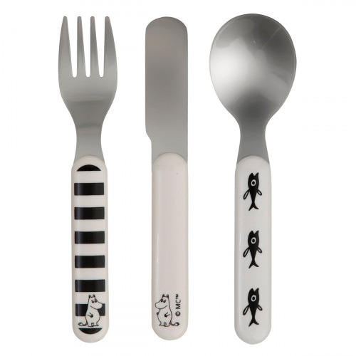 Moomin Black & White Children's 3pc Cutlery Set