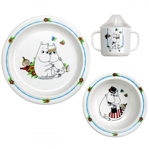 Moomin Floral 3-piece Children's Tableware Boxed Gift Set