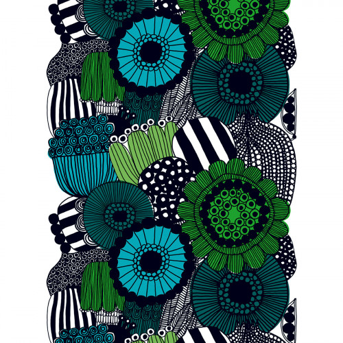 Marimekko Siirtolapuutarha Turquoise/Green Fabric Repeat