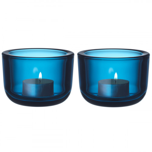 iittala Valkea Turquoise Tealight Candle Holders - Set of 2