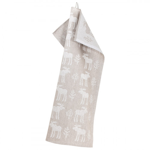 Lapuan Kankurit Hirvi Beige / White Tea Towel
