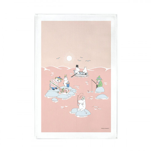 Moomin Summer Fishing Pink / Multicolor Tea Towel
