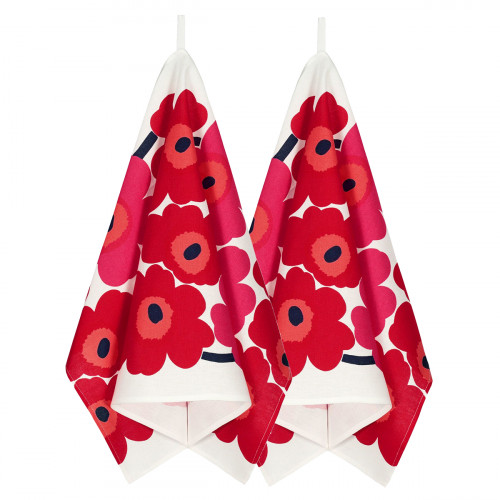Marimekko Pieni Unikko Red Tea Towels - Set of 2