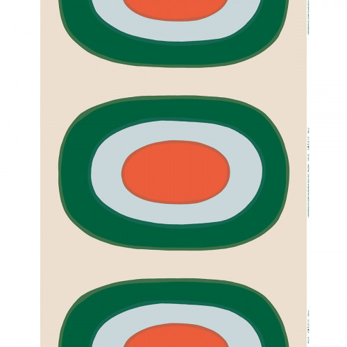 Marimekko Melooni Off White / Green / Orange Cotton Fabric