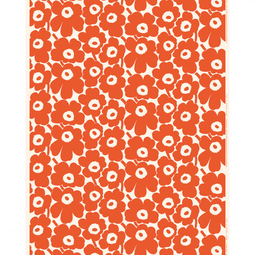 Marimekko Pieni Unikko Orange / Off White Cotton Fabric