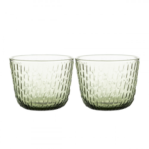 Marimekko Syksy Olive Green Glass Tumblers - Set of 2