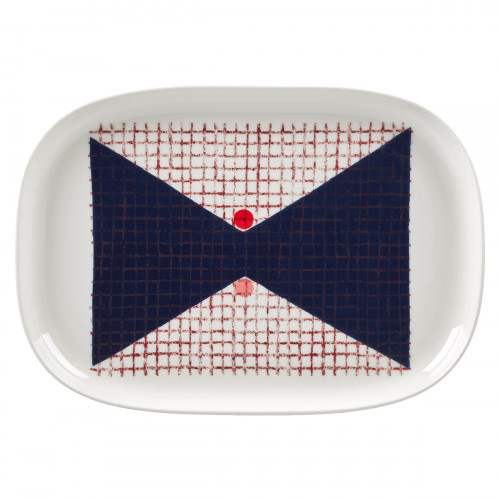 Marimekko Tomina White / Dark Blue / Red Serving Plate