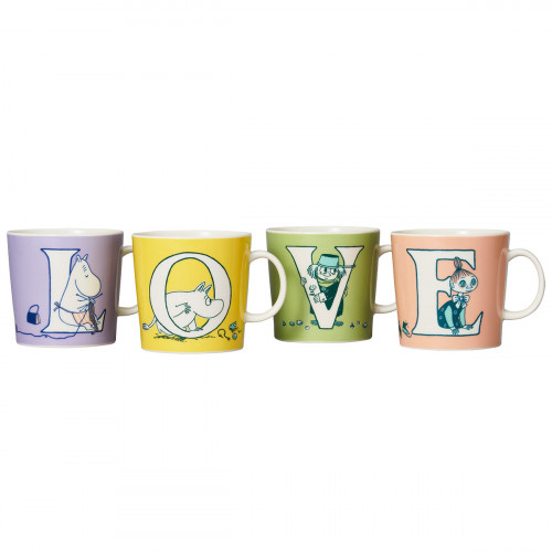 Arabia Moomin ABC Multicolor Mug Set/4 - LOVE