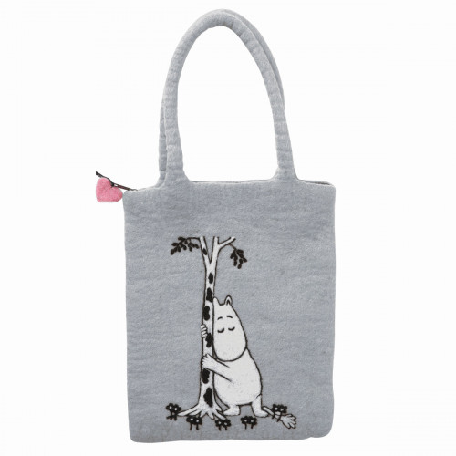 Klippan Moomin Tree Hug Grey Felt Wool Bag