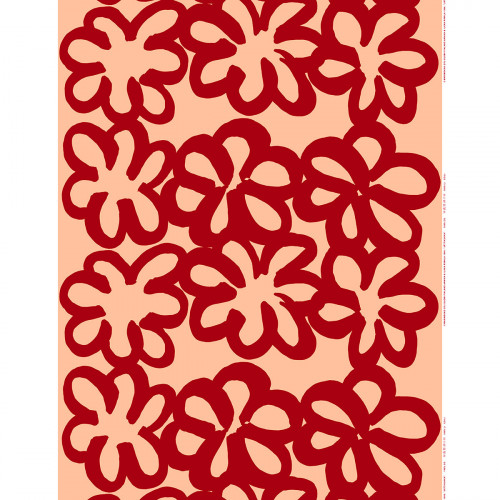 Marimekko Jattikukka Light Pink / Dark Red Cotton Fabric Repeat