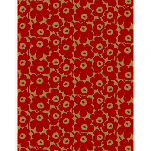 Marimekko Pieni Unikko Brown / Red Cotton Fabric