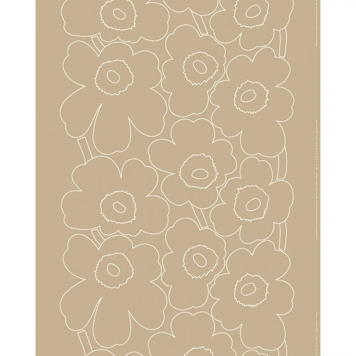Marimekko Piirto Unikko Sand / White Linen Fabric