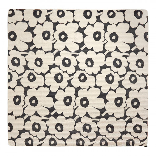 Marimekko Unikko Off White / Charcoal Bedspread / Throw Blanket - Large