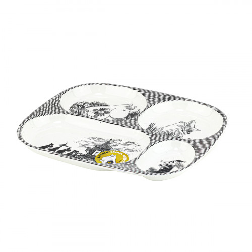 Moomin Graphic Black / White Children's Compartment Plate