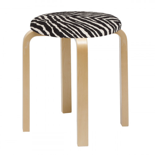 Artek Alvar Aalto E60 - Four Legged Stool - Upholstered Zebra Seat