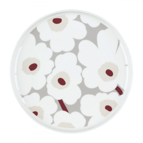 Marimekko Unikko White / Grey / Red Dinner Plate