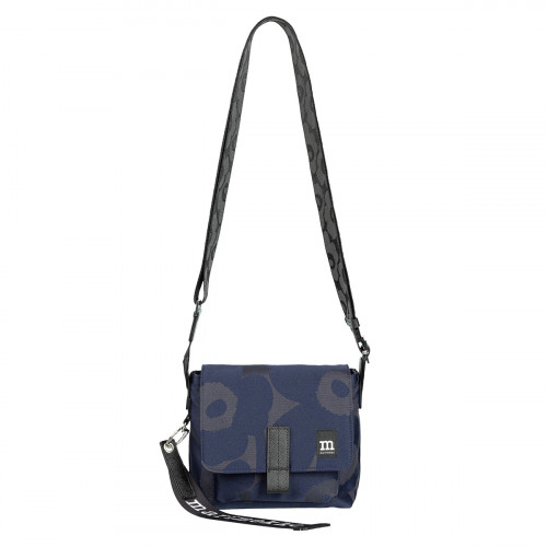Marimekko Unikko Navy Blue / Black Mini Messenger Shoulder Bag