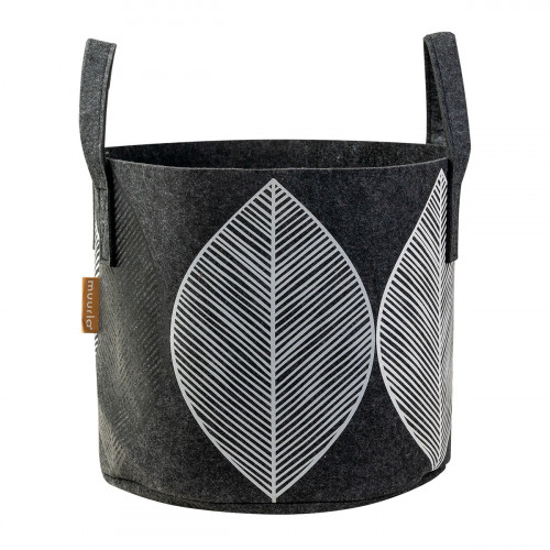 Muurla Dark Grey Leaf Stoarge Basket