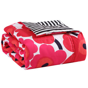 Marimekko Unikko Red / Ajo Black Reversible Full / Queen Blanket